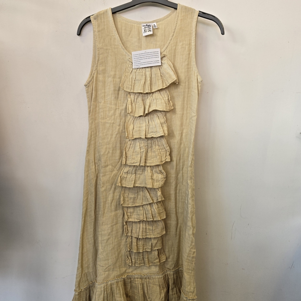 Parsley & Sage Beige Ruffle Midi Dress